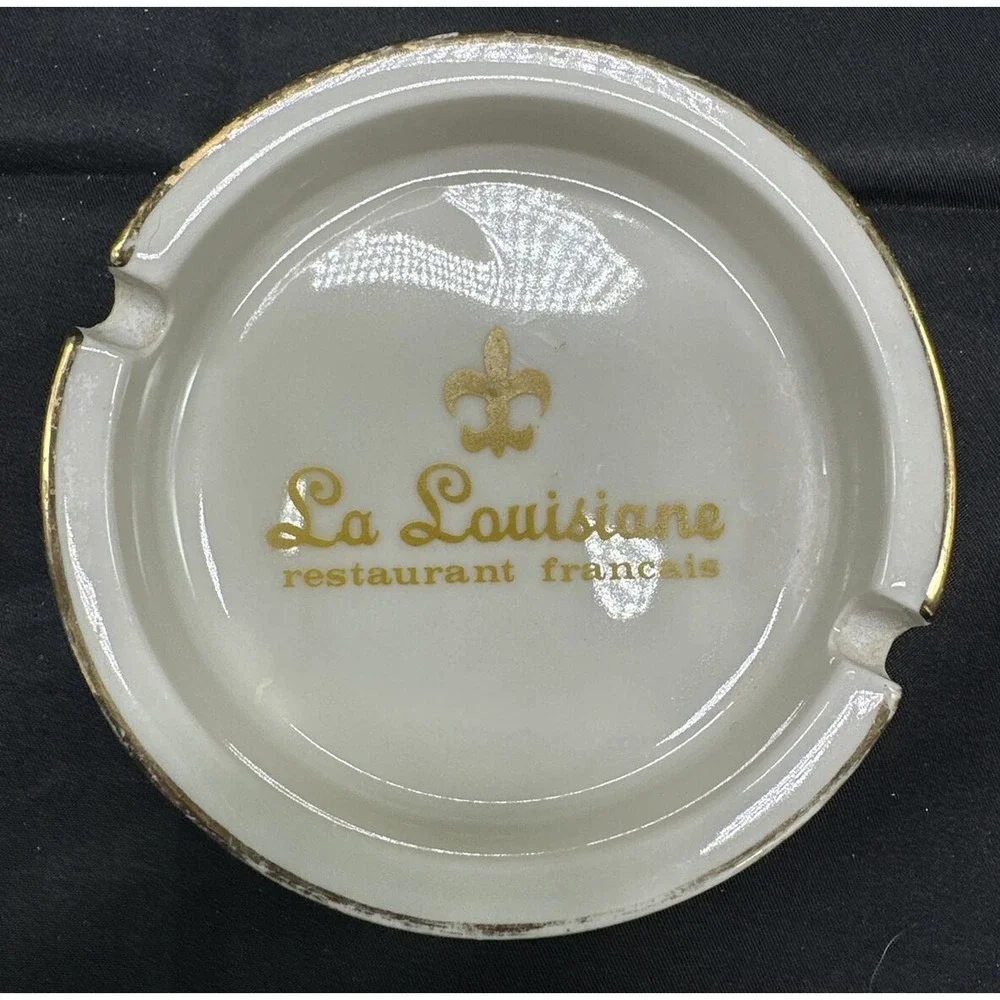 Vtg LA LOUISIANE Restaurant Francais Ceramic Advertising Ashtray